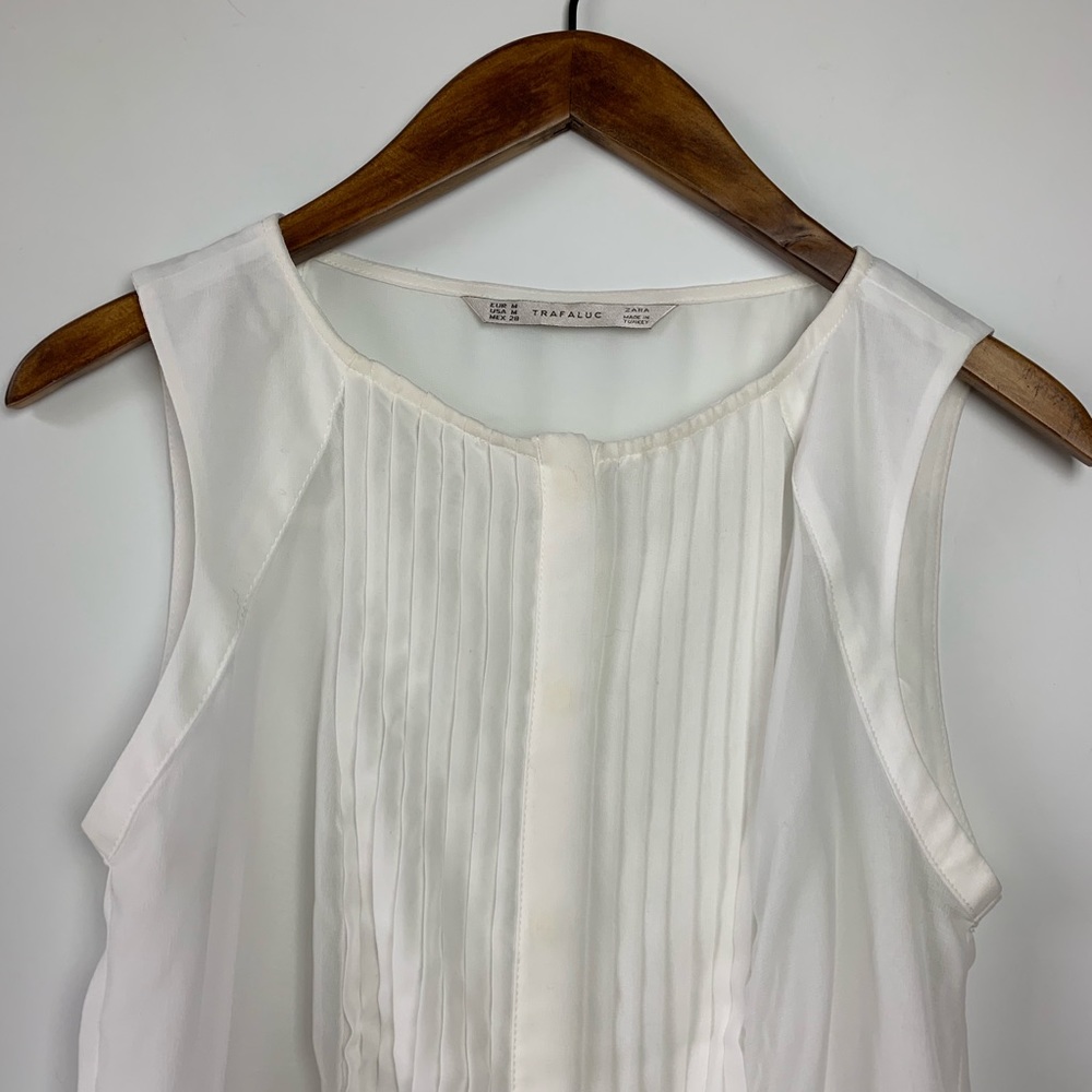 Zara Chiffon Wht/Cream Top M - Picture 2 of 8